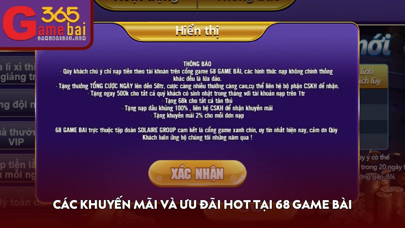 Các khuyến mãi và ưu đãi hot tại 68 Game Bài
