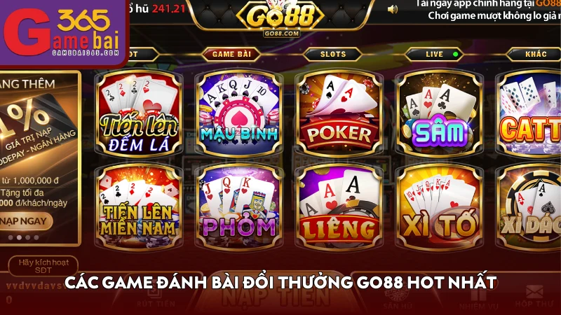 Các game đánh bài đổi thưởng Go88 hot nhất