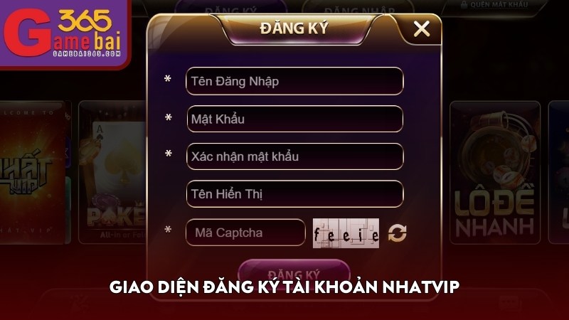 Giao diện đăng ký tài khoản NHATVIP